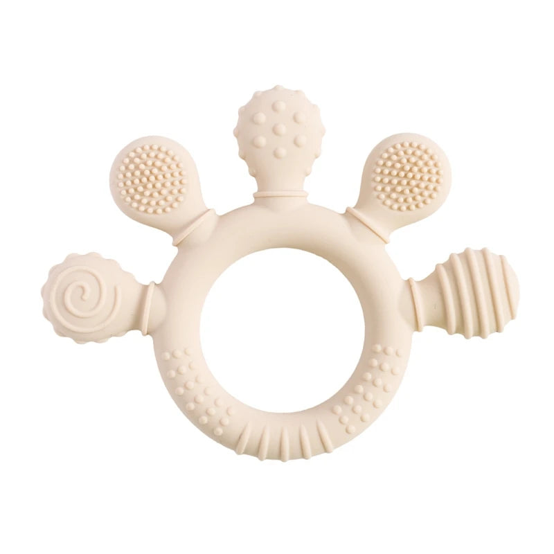 1PC Baby Silicone Teether Toy with Pacifier Chain | BPA-Free Finger Ring Soothing Teething Toy for Newborns & Baby Shower Gifts