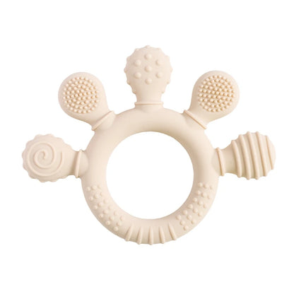 1PC Baby Silicone Teether Toy with Pacifier Chain | BPA-Free Finger Ring Soothing Teething Toy for Newborns & Baby Shower Gifts