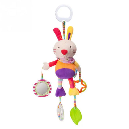 Soft Infant Crib & Stroller Mobile Hanging Rattle – Cute Stuffed Animal Baby Toys | Educational Hand Grip Toy for Brain Development