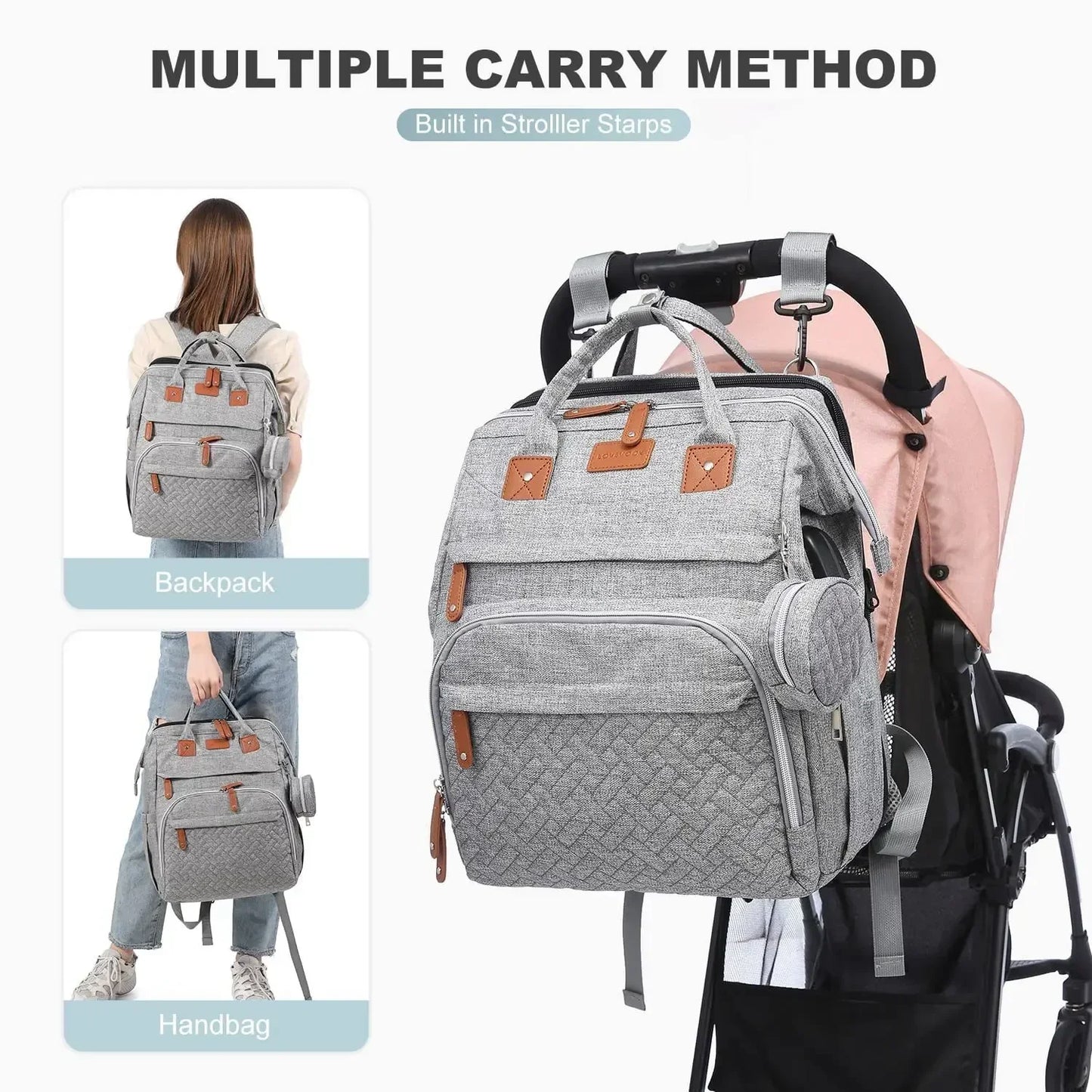 Portable Baby Diaper Bag with Changing Station – Travel Bassinet, Folding Crib, Shade Cloth & Waterproof Changing Pad