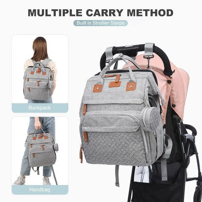 Portable Baby Diaper Bag with Changing Station – Travel Bassinet, Folding Crib, Shade Cloth & Waterproof Changing Pad