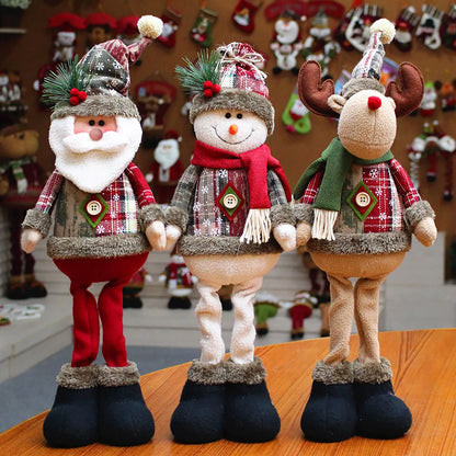 Christmas Decorative Dolls | Standing Santa Claus, Snowman & Reindeer Ornaments for Holiday Home & New Year Décor