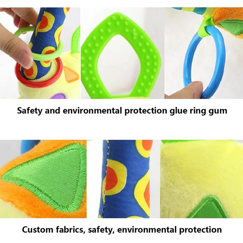 Soft Infant Crib & Stroller Mobile Hanging Rattle – Cute Stuffed Animal Baby Toys | Educational Hand Grip Toy for Brain Development