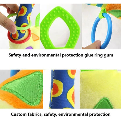 Soft Infant Crib & Stroller Mobile Hanging Rattle – Cute Stuffed Animal Baby Toys | Educational Hand Grip Toy for Brain Development