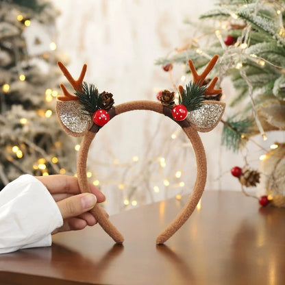 Christmas Headband | Reindeer Antlers, Snowman & Xmas Tree Design | Party Favor, Photo Booth & Holiday Decoration