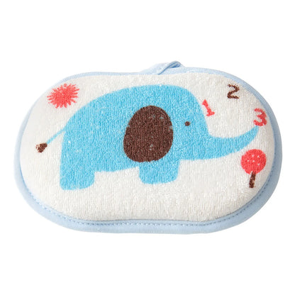 Baby Bath Sponge Brush | Soft Cotton Scrubber Towel with Elephant Pattern | Infant & Children Shower Bath Ball