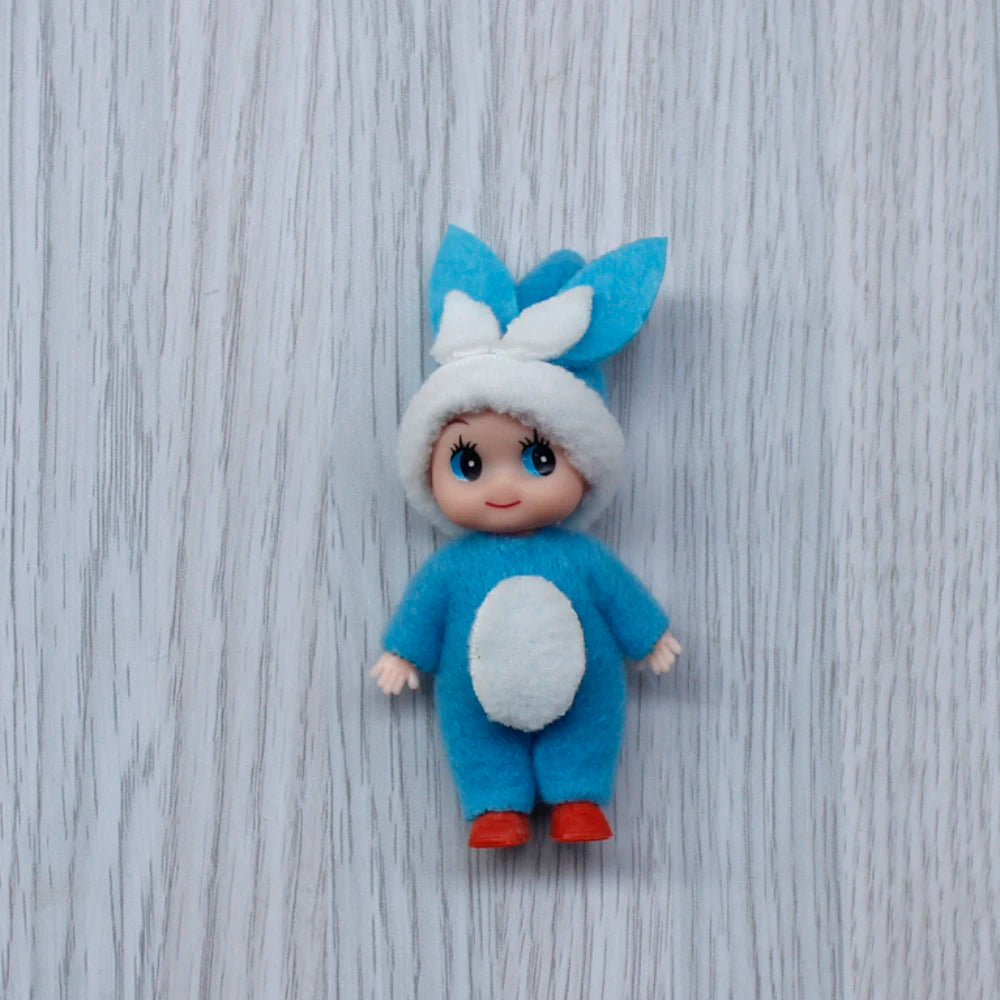 7cm Christmas Elf Baby Dolls | Miniature Dolls with Dummy & Movable Arms Legs | Dollhouse Accessories & Holiday Decorations
