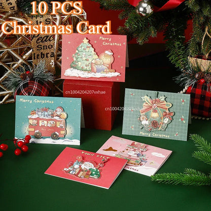 Mini Christmas Greeting Cards with Envelopes | Kids Xmas Blessing Postcards & New Year Gift Cards Party Supplies