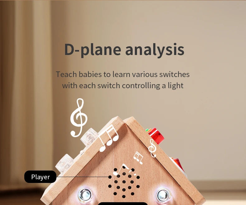 Montessori Busy House – Educational Wooden Activity Toy with Light Switches, Buttons & Music for 3-Year-Old Boys & Girls, Hands-On Learning Gift