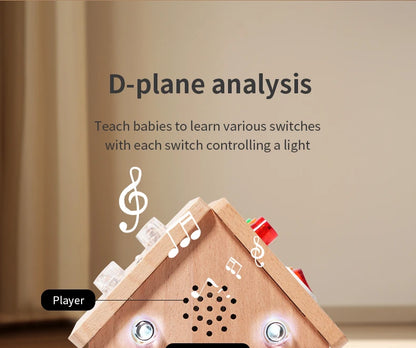 Montessori Busy House – Educational Wooden Activity Toy with Light Switches, Buttons & Music for 3-Year-Old Boys & Girls, Hands-On Learning Gift
