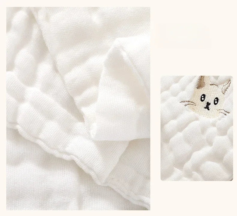 Baby Saliva Towels – 6 Layer Cotton Embroidered Washcloths | Soft Hand & Face Wipes, Burp Cloths, Bibs for Newborns & Toddlers