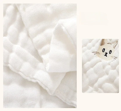 Baby Saliva Towels – 6 Layer Cotton Embroidered Washcloths | Soft Hand & Face Wipes, Burp Cloths, Bibs for Newborns & Toddlers