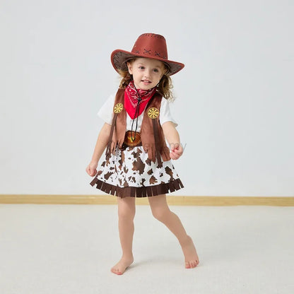 Cowgirl Cowboy Costume for Girls | Baby Toddler Girls Fancy Dress | Halloween Party Outfit