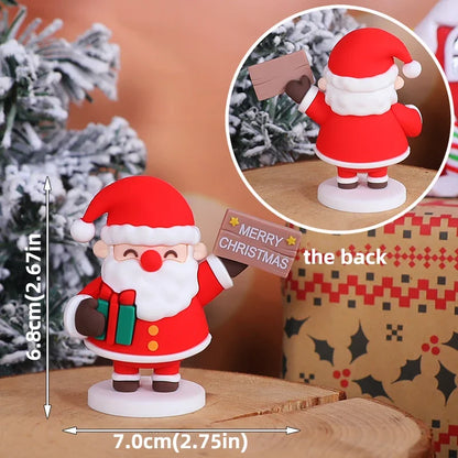Christmas Cake Topper Set | Bear Doll Ornaments, Red Sweater & Green Shirt, Rainbow Arch & Gift Box | Holiday Party Cake Decorations