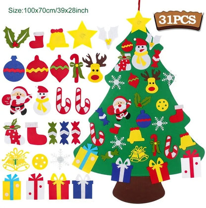 Kids DIY Felt Christmas Tree | Wall Hanging Xmas Tree with Ornaments | 2025 Christmas & 2026 New Year Decorations