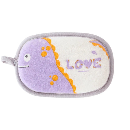 Baby Bath Sponge Brush | Soft Cotton Scrubber Towel with Elephant Pattern | Infant & Children Shower Bath Ball