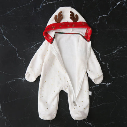 AYNIGIELL Newborn Baby Christmas Clothes | Plush Winter Romper Jumpsuit | Infant Boys Girls Warm Holiday Outfit