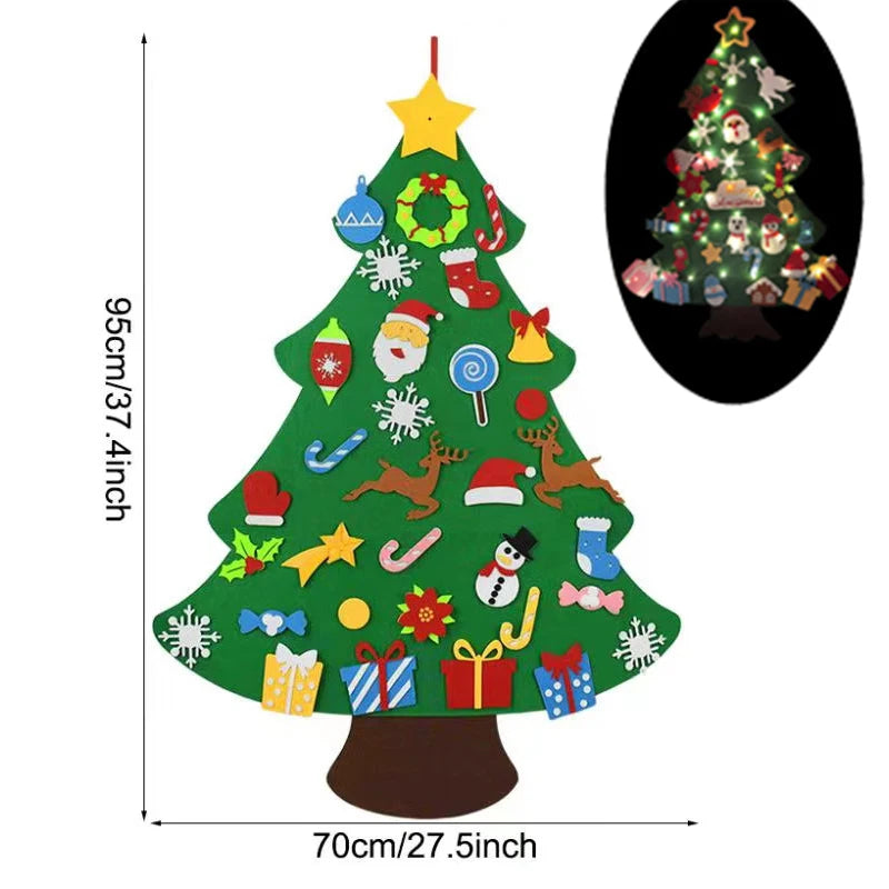 Baby Montessori DIY Felt Christmas Tree | 32pcs Ornaments Busy Board | Toddler Xmas Gift & Wall Decoration