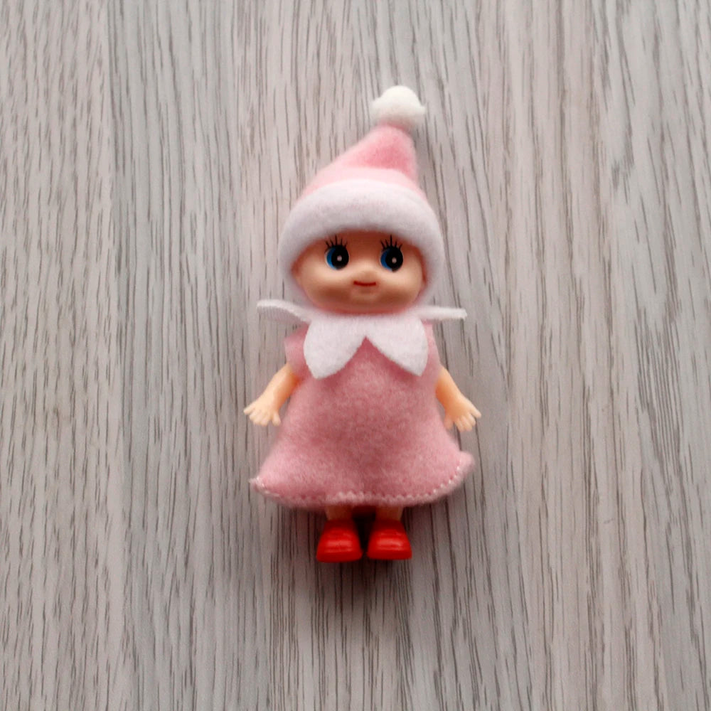 7cm Christmas Elf Baby Dolls | Miniature Dolls with Dummy & Movable Arms Legs | Dollhouse Accessories & Holiday Decorations