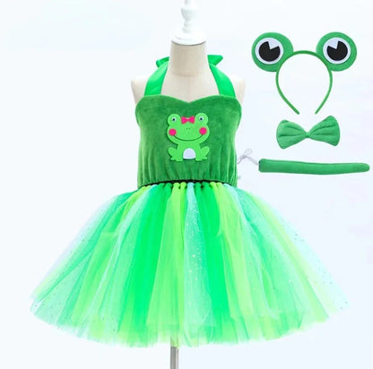 Baby Girls Halloween Animal Cosplay Costume | Kids Forest Theme Giraffe, Cow, Tiger, Leopard, Zebra Tutu Dress | Birthday & Party Outfit