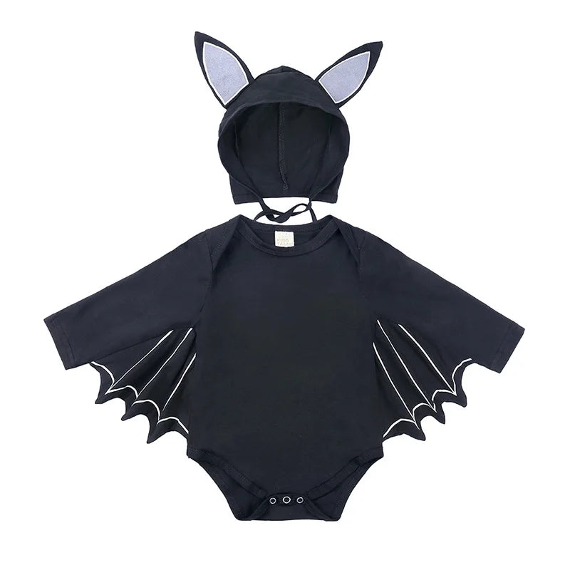 Baby’s First Halloween Bat Costume | Infant Black Romper Jumpsuit | Boys & Girls Cosplay Outfit for Purim, Party & Carnival