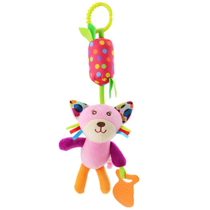 Soft Giraffe & Zebra Animal Handbell Rattle Plush Baby Toy with Teether | Infant Developmental Handle Toys for Newborn Gifts