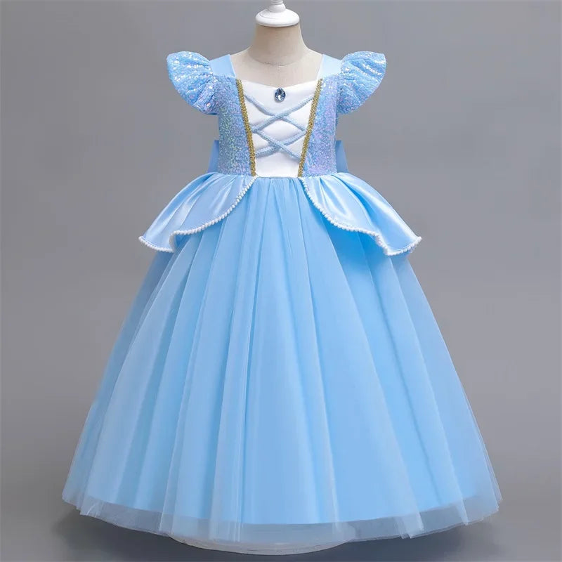 Cinderella Belle Princess Costume Dress for Girls | Rapunzel Cosplay Outfit | Kids Halloween Disguise, Christmas & Birthday Party Clothes