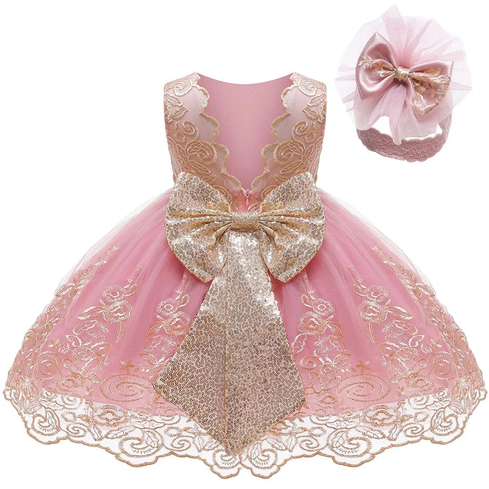 Baby Girl Christmas & Halloween Princess Dress | Infant Christening, 1st Birthday & Party Outfit | Newborn Clothes