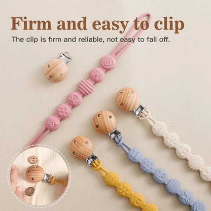 1PC Baby Silicone Teether Toy with Pacifier Chain | BPA-Free Finger Ring Soothing Teething Toy for Newborns & Baby Shower Gifts