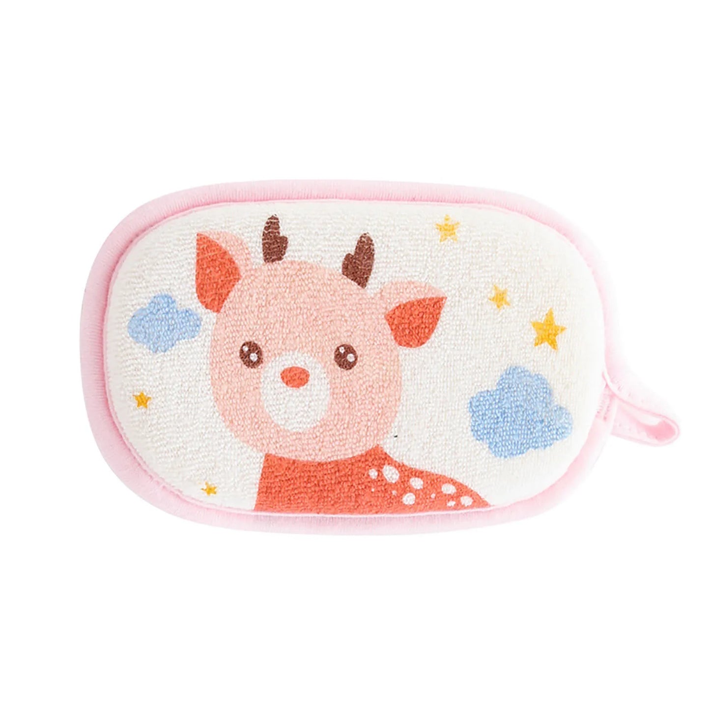 Baby Bath Sponge Brush | Soft Cotton Scrubber Towel with Elephant Pattern | Infant & Children Shower Bath Ball