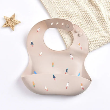 Fashionable Baby Silicone Bib – Adjustable Waterproof Feeding Cloth & Saliva Towel | Newborn Infant Bibs for Boys & Girls
