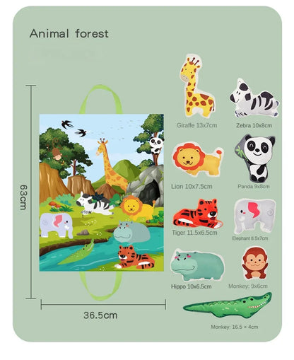 Baby Montessori Soft Car Toy with Map Game Mat & Cloth Book – Sensory Training & Educational Toy Storage Bag for Toddlers
