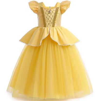 Cinderella Belle Princess Costume Dress for Girls | Rapunzel Cosplay Outfit | Kids Halloween Disguise, Christmas & Birthday Party Clothes