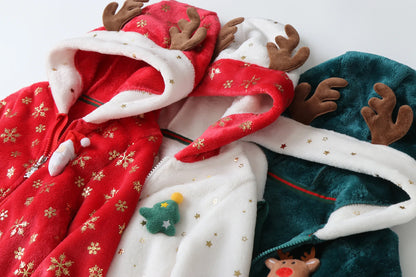 AYNIGIELL Newborn Baby Christmas Clothes | Plush Winter Romper Jumpsuit | Infant Boys Girls Warm Holiday Outfit