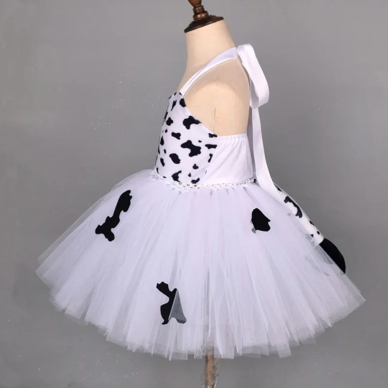 Baby Girls Halloween Animal Cosplay Costume | Kids Forest Theme Giraffe, Cow, Tiger, Leopard, Zebra Tutu Dress | Birthday & Party Outfit