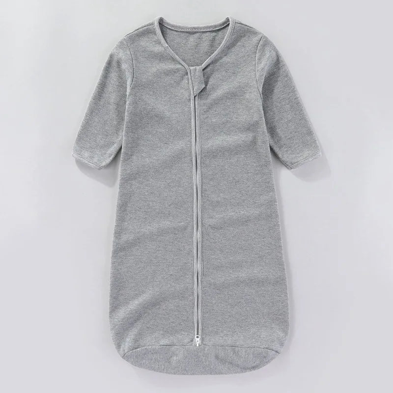 Pure Cotton Baby Sleeping Bag – Newborn One-Piece Sleep Sack with Long Sleeves, Anti-Startle Design for Summer & Spring