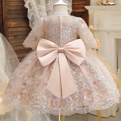 Baby Girl Christmas Dress | Toddler Long Sleeve Lace Tutu Princess Gown | 1st Birthday, Wedding & Party Outfit