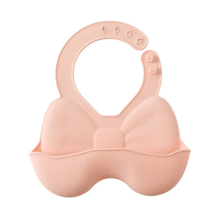 Baby Waterproof Silicone Bibs – Adjustable Feeding Bibs with Cute Bowknot Apron Design | Soft Toddler Bibs for Boys & Girls
