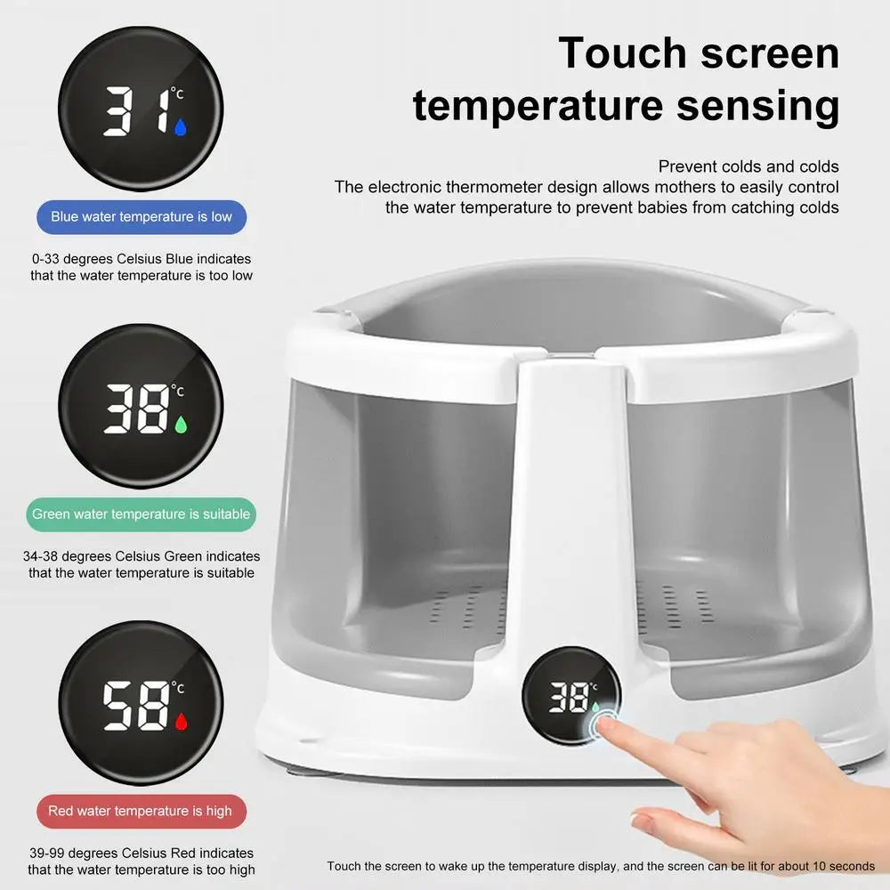 Real-time Temperature Silicone Baby Take A Bath Bathtub Non-Slip Foot Bath Bucket Folding Bathroom With Temperature Sensing