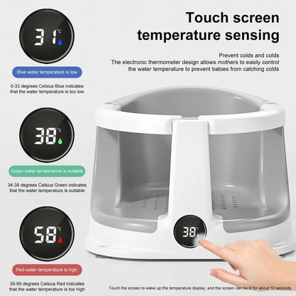 Real-time Temperature Silicone Baby Take A Bath Bathtub Non-Slip Foot Bath Bucket Folding Bathroom With Temperature Sensing
