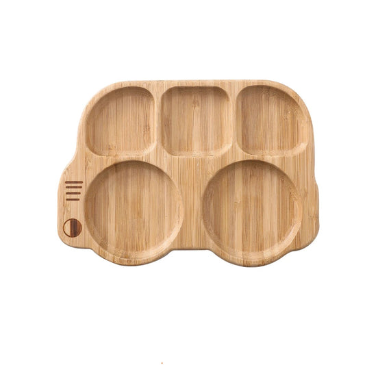 Baby Silicone Sucker Plate Spoon Fork Sets Children Feeding Tableware Set BPA Free Wooden Food Grade Dinner Plate Baby Stuff