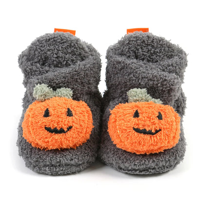 Baby Halloween Pumpkin Booties | Infant Newborn Sock Shoes | Winter Warm Crib Shoes | First Walkers & Prewalkers