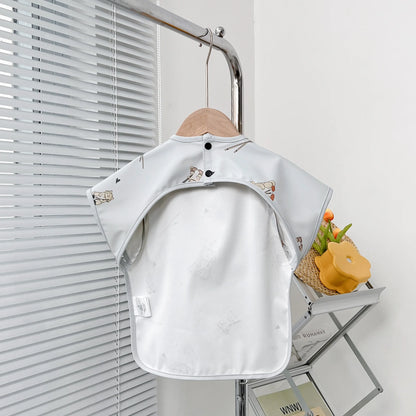 Cute Baby Bibs – Waterproof Toddler Feeding Smock with Short Sleeves | Cartoon Animal Apron Bibs for Babies & Kids (0–6Y)