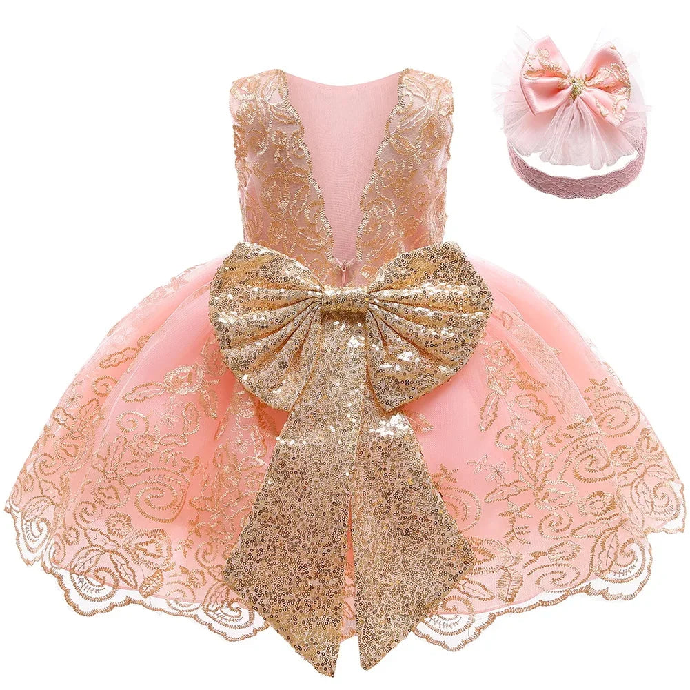 Baby Girl Christmas & Halloween Princess Dress | Infant Christening, 1st Birthday & Party Outfit | Newborn Clothes