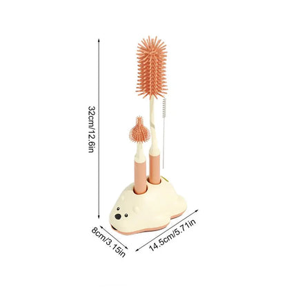 Baby Bottle Brush Cleaner Set with Nipple Brush & Base | Portable Water Bottle Cleaner Brush for Baby Bottles & Enhanced Cleaning
