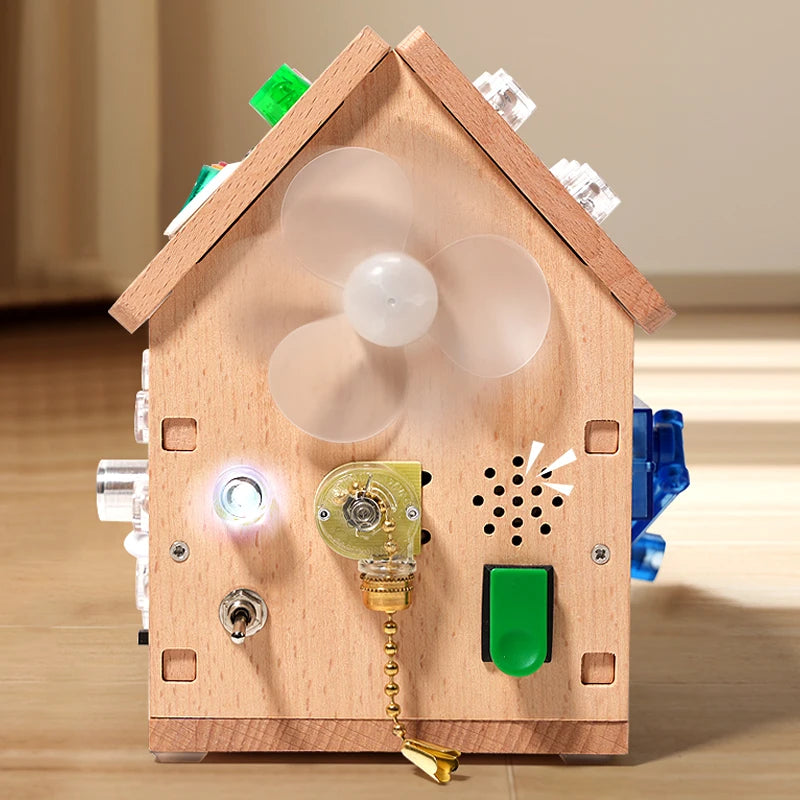 Montessori Busy House – Educational Wooden Activity Toy with Light Switches, Buttons & Music for 3-Year-Old Boys & Girls, Hands-On Learning Gift