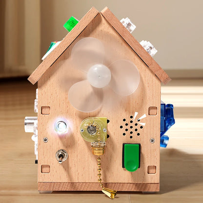 Montessori Busy House – Educational Wooden Activity Toy with Light Switches, Buttons & Music for 3-Year-Old Boys & Girls, Hands-On Learning Gift