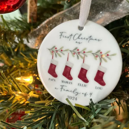 Personalised First Christmas as a Family of 3 Bauble | Custom Baby’s First Xmas Ornament | Family Christmas Tree Decoration Keepsake