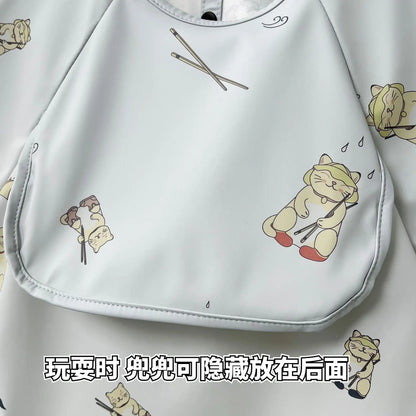 Cute Baby Bibs – Waterproof Toddler Feeding Smock with Short Sleeves | Cartoon Animal Apron Bibs for Babies & Kids (0–6Y)