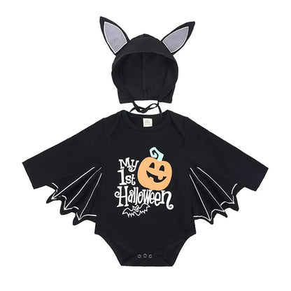 Baby’s First Halloween Bat Costume | Infant Black Romper Jumpsuit | Boys & Girls Cosplay Outfit for Purim, Party & Carnival